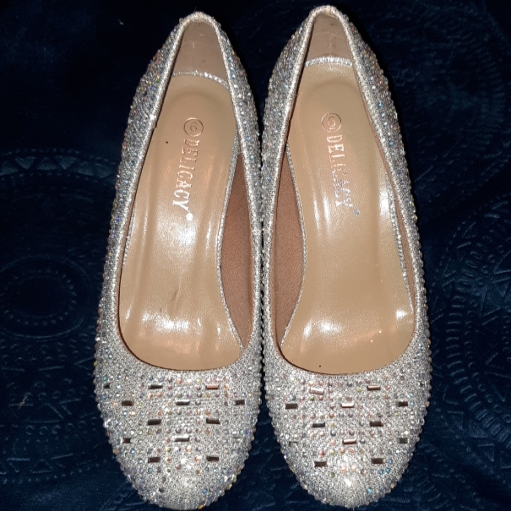 Silver sparkling heels